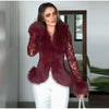 Street Faux Fur Lace Spliced Women's Jacket Black Slim Waist Lapel Long Sleeve Sexy Jackets Y2K Autumn Lady Coats