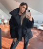 Down Jacket Warm Waist-cinching Long-sleeve Tied-waist Loose Solid-color Women's Winter Jacket Lightweight