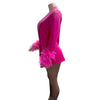 Women's Sparkle Diamond Blazers Coat Female Streetwear Long Sleeve Casual Spliced Feather Chic Suit Coats