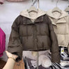 Autumn Winter Fake Two Pieces Splicing Cotton Jacket Women Cotton-Padded Thick Warm Parkas Short Coat Female Casual Lady Top
