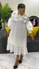 African Women's Pleated Dress Stereo Flower Loose Large Size Stretchy Temperament Long Dress Middle East Wrinkle-Free