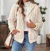 Women Autumn White Zipper Jacket White Long Sleeve Thick Plush Warm Coat Loose Winter Soft Lady Short Hooded Coat