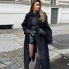 Casual Woolen Women Coat Doube-Breasted Turn-Down Collar Long Sleeve Female Coats Autumn Winter Chic Lady Outwear