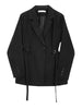 Black Bandage Buckle Causal Blazer Women Lapel Long Sleeve Loose Fit Jacket Tide Spring Autumn 30A2051