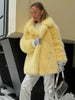 Faux Fur Women's Coat Turn down Collar Long Sleeve Button Pocket Soft Overcoat Thick Warm Winter Outerwear for Ladies