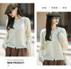 Winter Women's Clothing Tops Brushed Wool Cardigans O Neck Yellow Warm Causal Sweater Soft Solid Knitted Coats B1713005