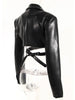 Women's Jackets Lapel Collar Slim Cross Lace Up Waist Long Sleeve PU Leather Short Coat Autumn 17A2947