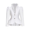 （in stock）Women Victorian Gothic Red Blazer Formal Business Ruffles Slim V Neck Jacket Victorian Elegant Pirate Jacket
