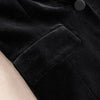 Women's Black Velvet Blazer Jacket with Gold Accents & Lace Trim Spring Autumn Cropped Suit Top Outerwear w1532