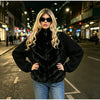 Solid Faux Fur Splicing Coats Women's Zipper Full Sleeves Stand Collar Jackets Ladies Autumn Winter Streetwear