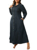 Plus Size Dresses for Women Denim Button Solid Long Elegant Maxi Dress Fall Winter Clothes