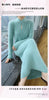 Women' 100%Pure Mink Cashmere Dress Stand-Up Collar Buckle Slim Knit Long Skirt High Waist Over The Knee Bottoming Dress