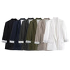 Women Solid Blazer Notched Collar Long Roll up Sleeves Female Chic Office Lady Business Outfits