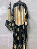 Loose plus size women's clothing retro geometric positioning print tie pullover dress slit skirt + scarf two-piece set
