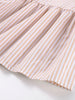 Flying Sleeve Ruffle Striped Slip Long Dress Women Elegant Square Collar Waist Cinching Pleat Party Dresses Chic Ladies Vestido
