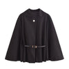 Mujer Belt Poncho Capes Women Black Cloaks Winter Coats Woman Bat Sleeve Cape Coats for Women Women's Cape Jacket