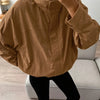 Street Chic Red Turtleneck Zipper Jackets Autumn Casual Long Sleeve Outerwear Coats For Woman Tops Female