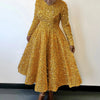 Vintage Sequin Women Church Swing Dresses Long Sleeve O-Neck High Waist Elegant Glitter Banquet Party Evening Dress