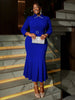 Women's Elegant Polo Collar Office Dress Long Sleeve High Waist Autumn Winter Solid Color Commuting Workwear
