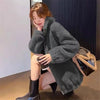 Women Winter Warm Double Coral Fleece Overcoat Solid Soft Plush Stand Collar Coats Ladies Long Sleeved Zipper Outerwears