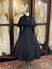 Gothic Y2K Lace Patchwork Black Midi Dress Women Japanese Splicing Lace Up Long Dress Sweet Lolita Bow Witch Anna Vestidos Mujer