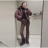 Striped Ski Suit Women's Hooded Full Sleeves Zippers Warm Coats High Waist Pants Winter Winter Lady Tracksuit