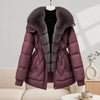Women Large Fur Collar Warm Mid-Length Down Cotton Jacket Winter Coat Puffer Jacket Female Parkas Outerwear