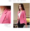 Pink Women Blazer Formal Business Office Lady Work Suit Pockets Jackets Slim Female Casual Top Korean Suit Coat Spring Autumn