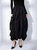 High Elastic Waist Black Wide Leg Arc Ankle Length Pants Loose Trousers Women Tide Autumn 31A0014