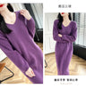 100% Merino Wool Women Long Dress Sweater V-Neck Pullover Long Dress Versatile Cashmere Knitwear Bottoming Clothing
