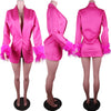 Women's Sparkle Diamond Blazers Coat Female Streetwear Long Sleeve Casual Spliced Feather Chic Suit Coats
