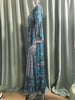 European and American Bohemian Style Flared Sleeve Print V-Neck High Waisted Vacation Dress Floral Women's Long Skirt