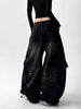 American Retro Y2K Style Washed Distressed Blue Baggy Women's Cargo Jeans Pants For Woman Clothing Wide Leg Denim Trousers