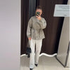 Casual Grid Drawstring Loose Coat Women Stand Collar Button Waist-Closed Female Jacket Spring Lady Street Outwears Chic