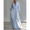 Boho Vacation Woman Maxi Dress 3D Flower V Neck Long Sleeve Solid Color Elegance Flowy Dresses Woman Spring Robes Vestidos