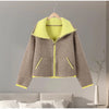 Casual Women's Short Woolen Coat Loose Lapel Single-breasted Long Sleeve Thick Jacket Autumn Winter Lady Elegant Streetwear