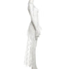 Mesh Patchwork Long Dresses Women Autumn Square Collar Flared Sleeve Ruffle Ribbon Street Sexy