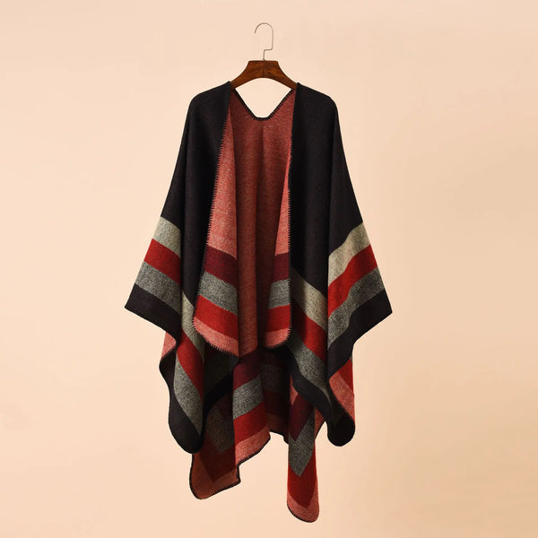 Winter Warm Plaid Ponchos And Capes For Women Oversized Shawls and Wraps Cashmere Pashmina Female Bufanda Mujer