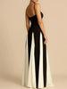 Women's Elegant Splice Slip Evening Dress Long Floor-Length Maxi Gown for Formal Occasions