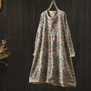Japanese Vintage Mori Girl Floral Printed Knitted Sweater Pullover Dress Women Autumn O-Neck Long Sleeve Casual Loose Dresses