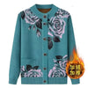 Autumn Winter Women Knitted Sweater Cardigan Jacket Print Long-Sleeve Warm Sweaters Coat Female Knit Top Mother Clothes