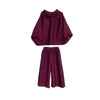 Pleated Suit Set For Women Spring Lapel Top + Fold Wide Leg Pants Two-piece Set Loose Casual Sets Female 2C2174