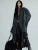 Women Gray Striped Shaped Big Size Elegant Blazer Lapel Long Sleeve Jacket Tide Spring Autumn 1DH7077