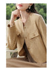 Tweed Short Coats for Women French Camel Wood Ear Collar Bead Autumn Retro Quality Jackets 2243185796