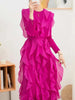 Ruffles Pleated Dress For Women Round Neck Long Sleeves Belt Dresses Female Festival Clothing Spring 2DA3661
