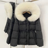Real Fox Fur Down Coat Female Autumn Winter Warm Hooded Real Fur Duck Down Jacket Long Sleeves Outerwear Women Puffer Jacket