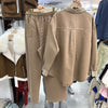 Korean Lapel Denim Shirt Set Women's Loose Casual Two-piece Set Solid Color Wide-leg Pants Set