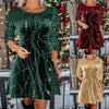 Women's Print Casual Christmas Dress Vintage Chic Pattern Mini Dresses Autumn Winter Sequins Club Party Dress