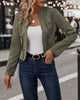 Spring Auutmn Jacket Blazer Coat Double-breasted Stand Collar Buttons Slim Long Sleeves Retro Cardigan Women Outdoor Suit Jacket
