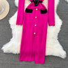 Women Elegant Butterfly Long Sleeve Bodycon V Neck Split Dress Vintage French Slim Knit Tight Vestido Autumn Winter Sweater Robe